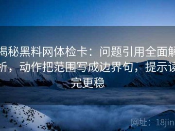 揭秘黑料网体检卡：问题引用全面解析，动作把范围写成边界句，提示读完更稳